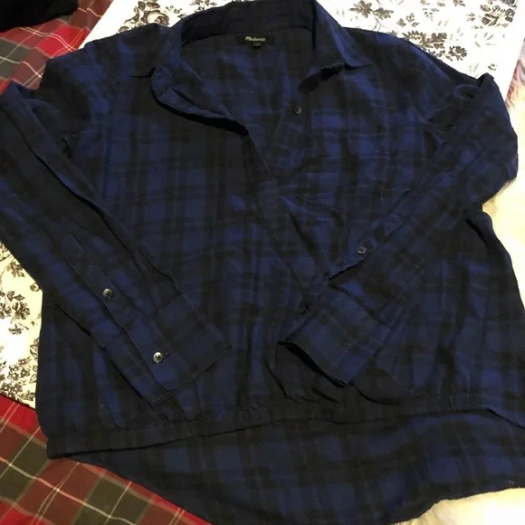 madewell wrap front shirt in arion plaid - Picture 7 of 7
